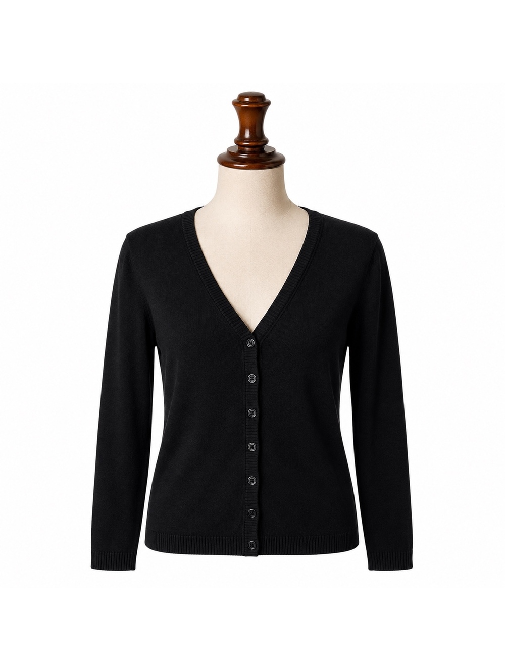 August Silk Black Silk Blend Cardigan Sweater Button Front V Neck Size S